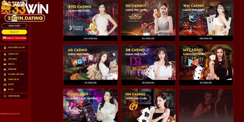 Danh sách nhà phát hành game hợp tác cùng Casino 33Win